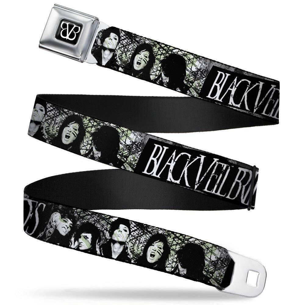 7997 Belt Seatbelt Buckle Black Veil Brides Assasin Star Logo Black White